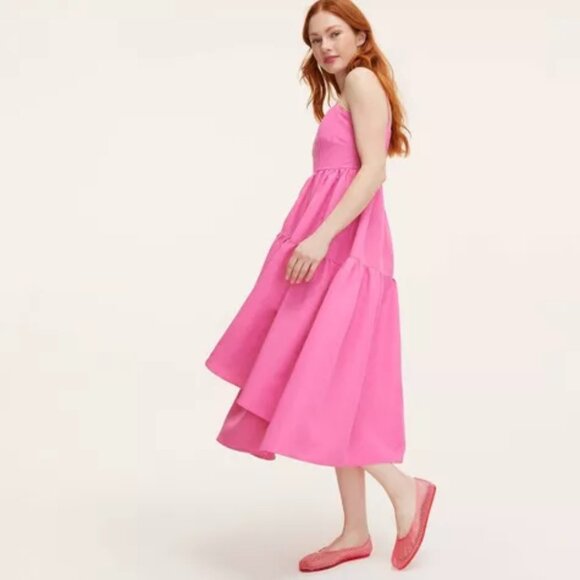 New Kate Spade Tiered Ruffle Midi Tank Dress Pink Rose Taffeta Target - Picture 3 of 4